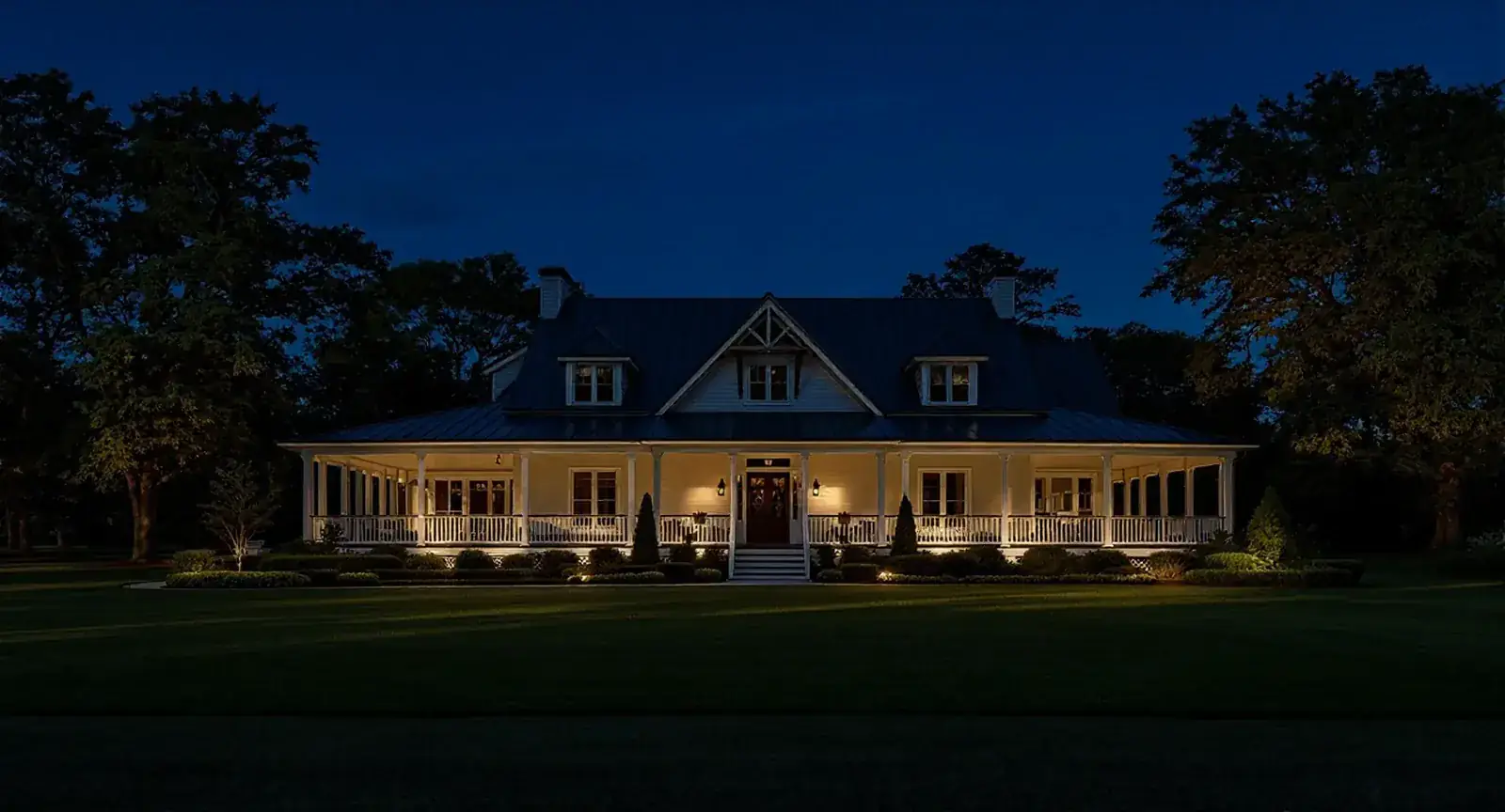 The same La Vergne property illuminated after dark