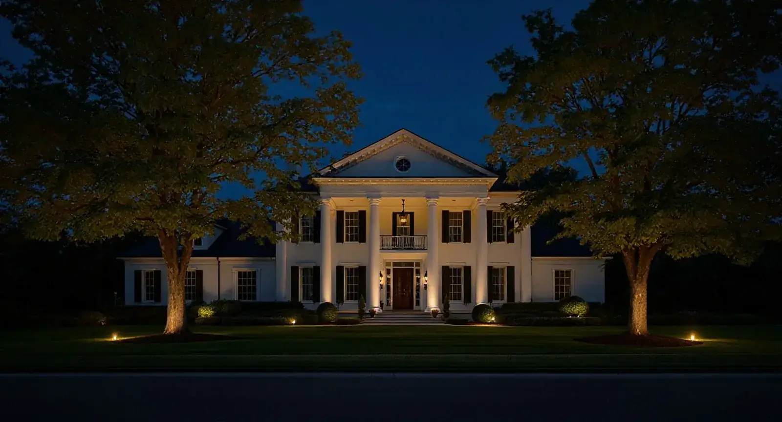 The same Smyrna property illuminated after dark
