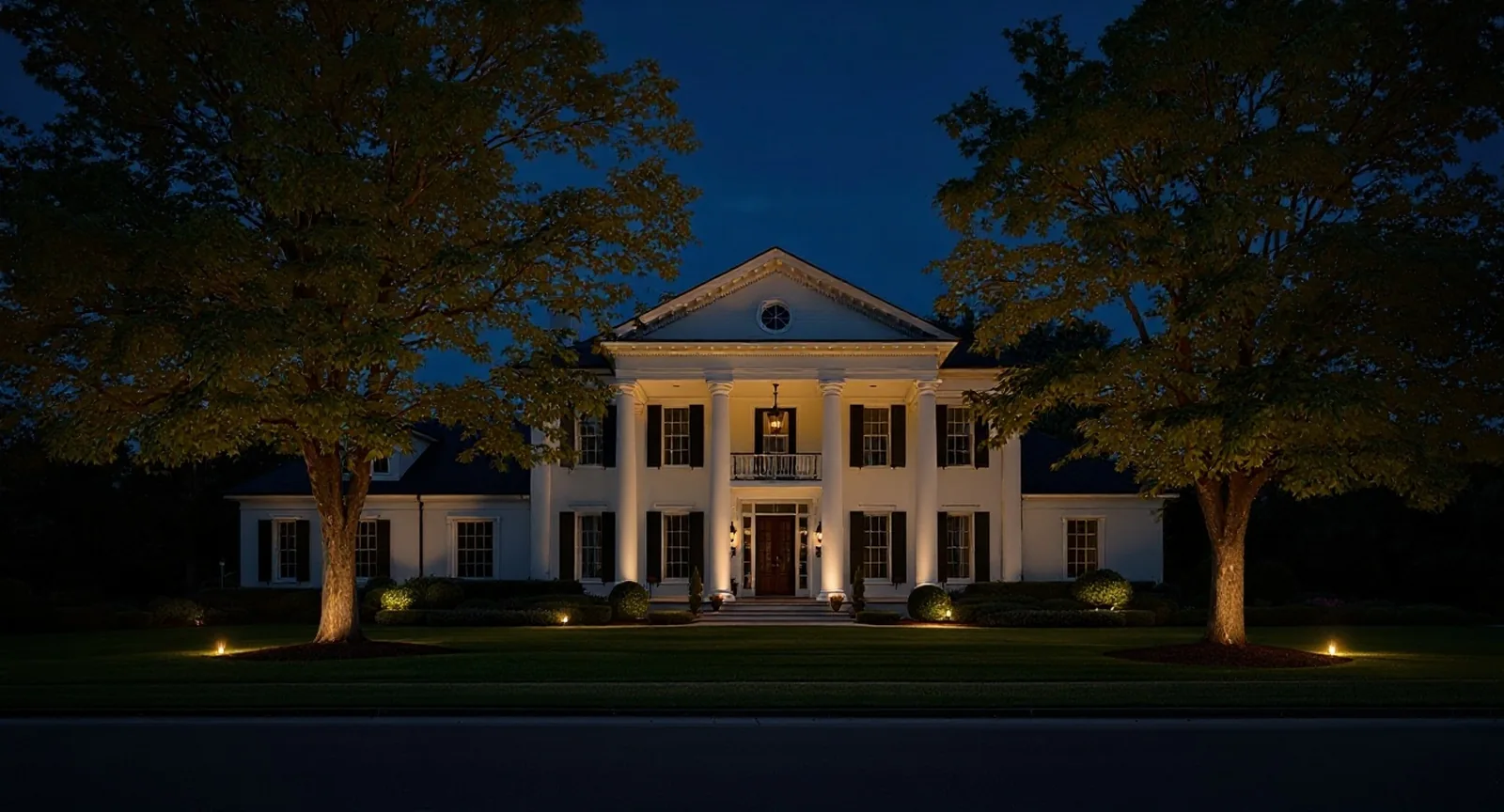 The same Smyrna property illuminated after dark