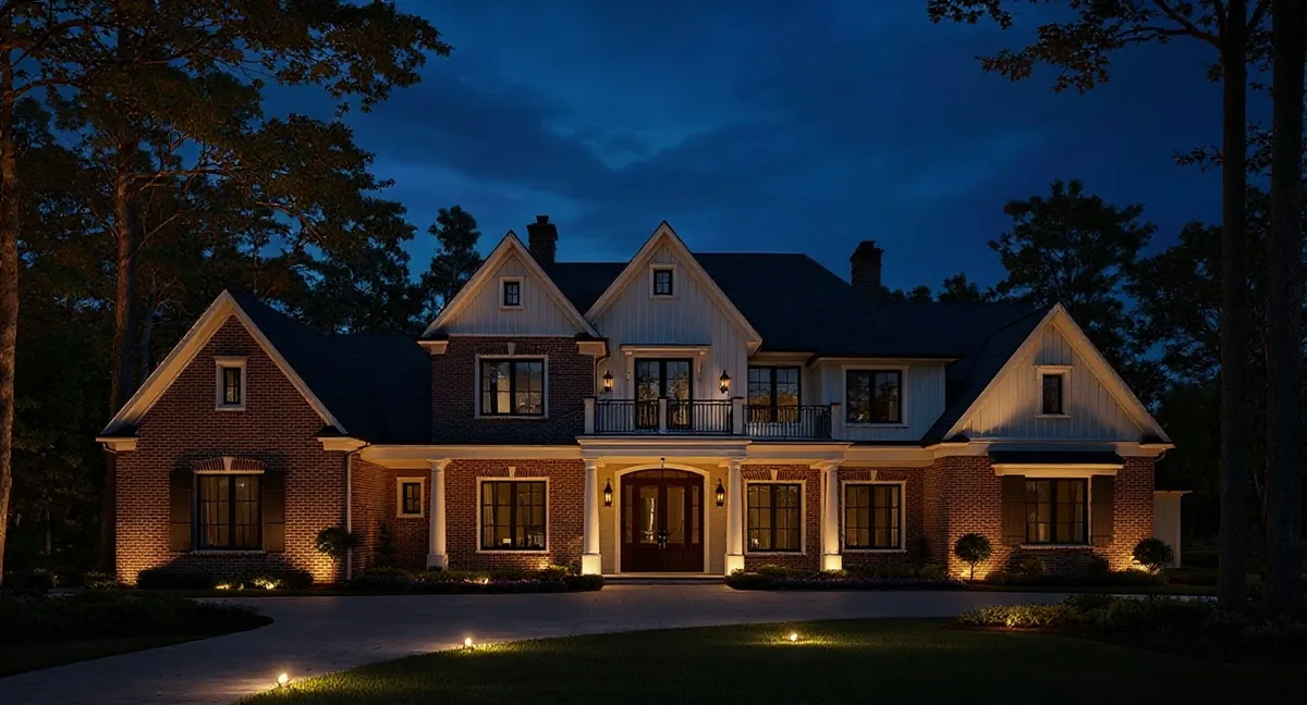 A Green Hills landscape lit after dark