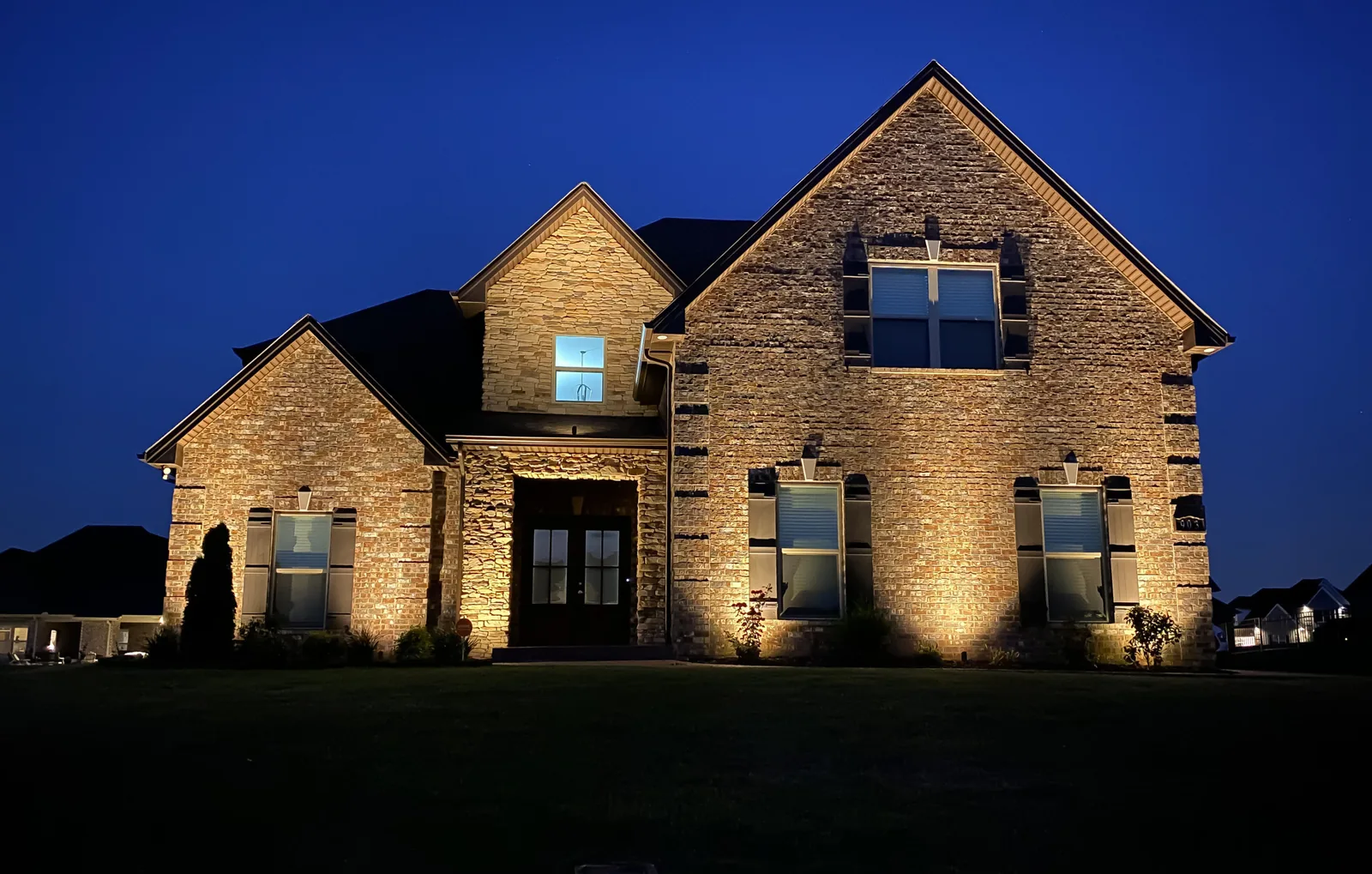 Up-lighting on a brick facade, Nolensville