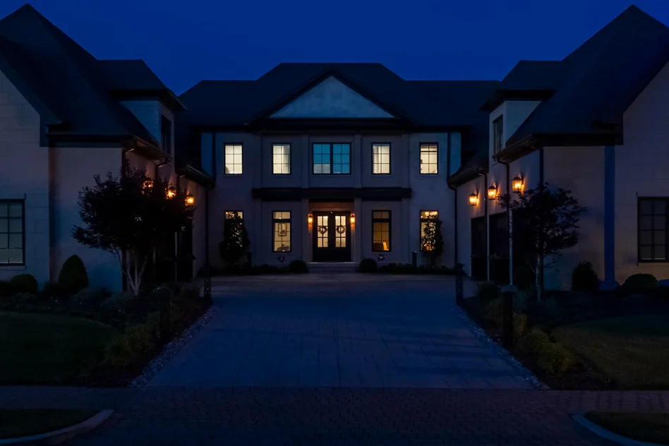 A Franklin estate facade before outdoor lighting installation